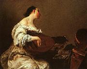 Giuseppe Maria Crespi Woman Playing a Lute China oil painting reproduction
